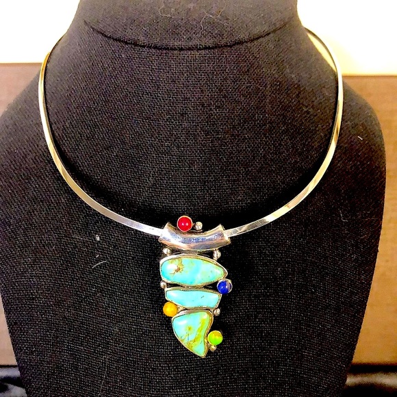 BARSE Turquoise Sterling Silver Multi Gemstone Southwestern Cuff Bracelet - Picture 11 of 11